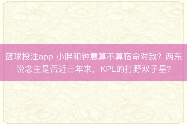 篮球投注app 小胖和钟意算不算宿命对敌？两东说念主是否近三年来，KPL的打野双子星？
