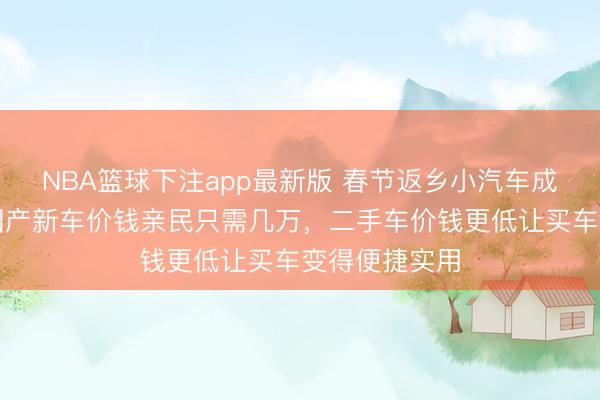 NBA篮球下注app最新版 春节返乡小汽车成各家标配,国产新车价钱亲民只需几万,二手车价钱更低让买车变得便捷实用