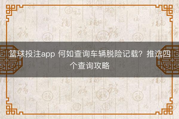 篮球投注app 何如查询车辆脱险记载？推选四个查询攻略